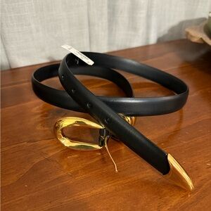 Madewell Black Belt with Gold Buckle